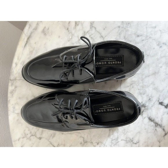 Pronto Uomo Mens Vegan Patent Leather Oxford Loafers Size 9 D - Picture 5 of 7